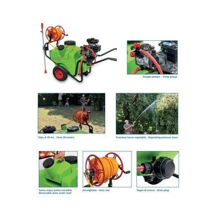 Carrello per Diserbo e Irrorazione Wortex C100-T4 con Motore 4 Tempi a Benzina