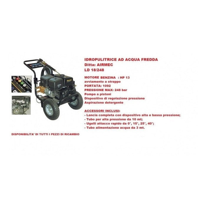 Idropulitrice Airmec LD 18/248 con Motore a Benzina