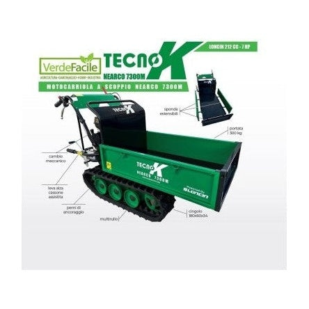 Motocarriola TECNOK Nashville 7300 M con Portata 300 Kg e Motore 7 HP