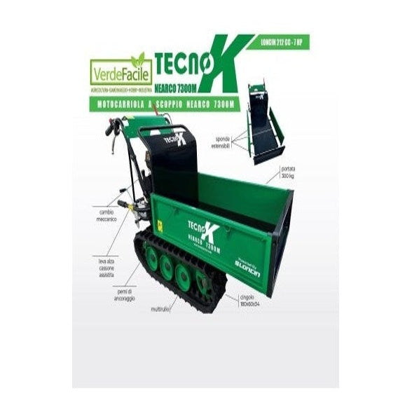 Motocarriola Tecnok Nashville 7300 M con Portata 300 Kg e Motore 7 HP