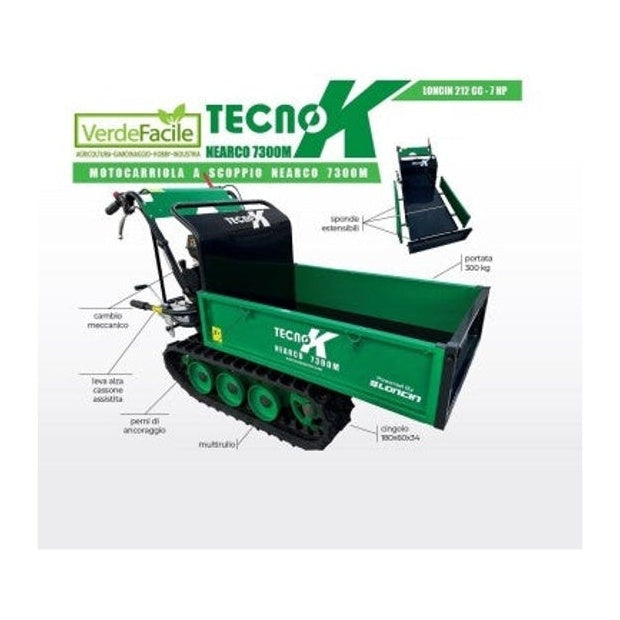 Motocarriola Tecnok Nashville 7300 M con Portata 300 Kg e Motore 7 HP