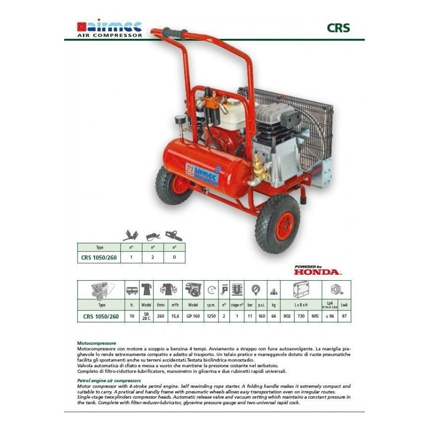 Honda Motocompressore a Benzina CRS 1050/260 by Airmec
