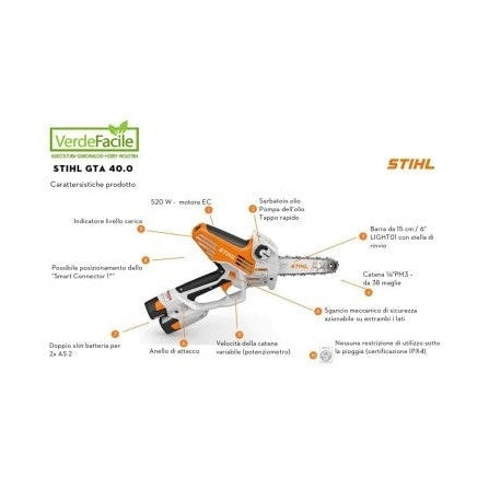 STIHL Potatore a Batteria GTA 40 per Uso Professionale