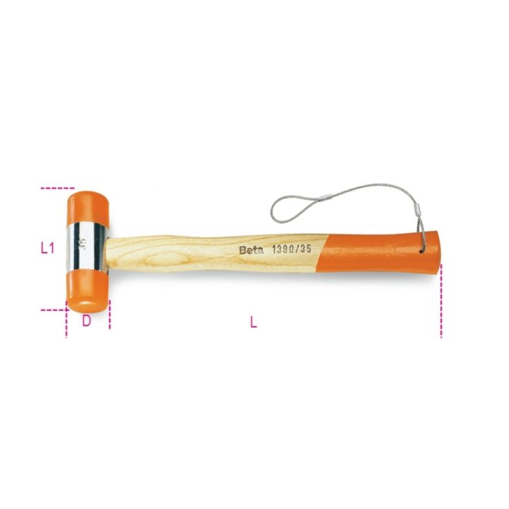 Mazzuole con battenti intercambiabili in materiale plastico manico in legno H-SAFE Beta 1390HS 35