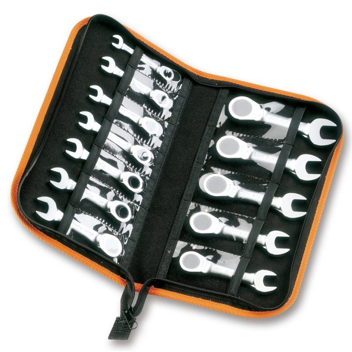 Set da 12 chiavi combinate corte diritte a cricchetto (art. 142C) in astuccio Beta 142C/A12