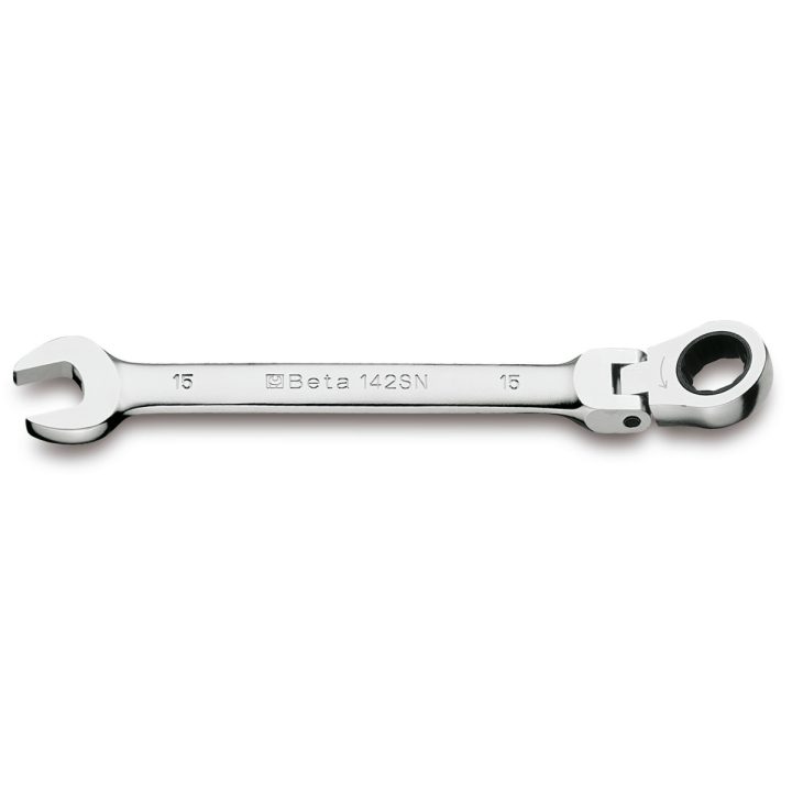 Beta 142SN 18 Chiavi combinate a forchetta e poligonale diritte a cricchetto snodate cromate 001420218
