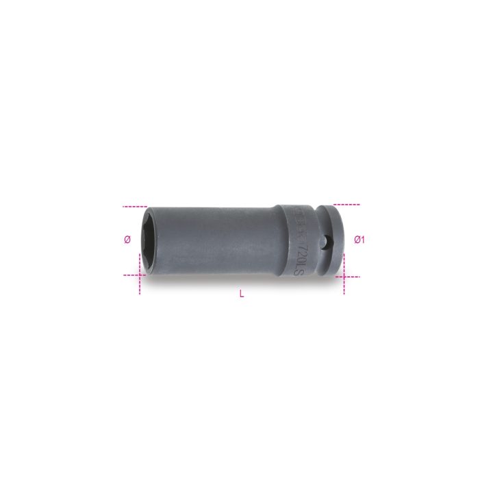 Beta 720LS 36 Chiavi a bussola Macchina con attacco quadro femmina 1/2" bocca esagonale serie lunga sottile fosfatate 007200386