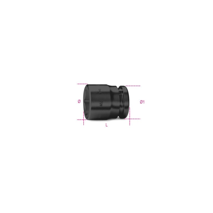 Beta 728AS 1.1/4 Chiavi a bussola Macchina con attacco quadro femmina 3/4" bocca esagonale serie normale, fosfatate 007280232