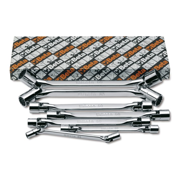 Set da 8 chiavi a bussola poligonale snodate doppie (art. 80) Beta 80/S8