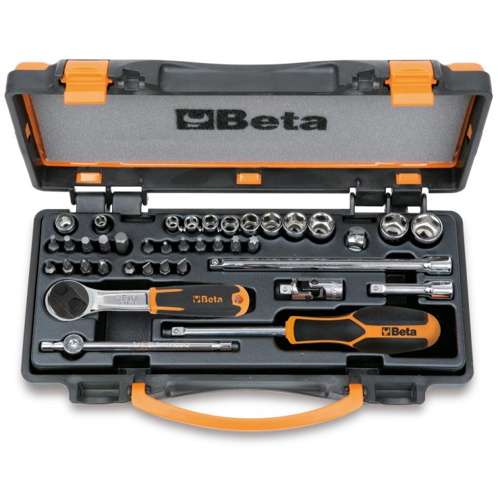 Beta 900/C11 Assortimento di 11 chiavi a bussola a mano esagonali, 20 inserti per avvitatori e 8 accessori in cassetta di lamier