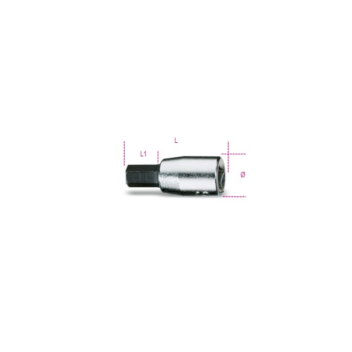 Beta 900ME 4 Chiavi a bussola a mano a giravite maschio esagonale con attacco quadro femmina 1/4" cromate - inserti bruniti 0090
