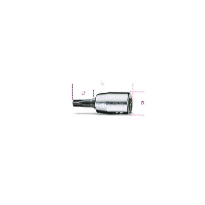 Beta 900TX 30 Chiavi a bussola a mano maschio per viti con impronta Torx® con attacco quadro femmina 1/4" cromate - inserti brun