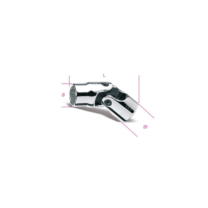 Beta 910AS-SN 5/8 Chiavi a bussola a mano snodate con attacco quadro femmina 3/8" bocca poligonale, cromate 009100264
