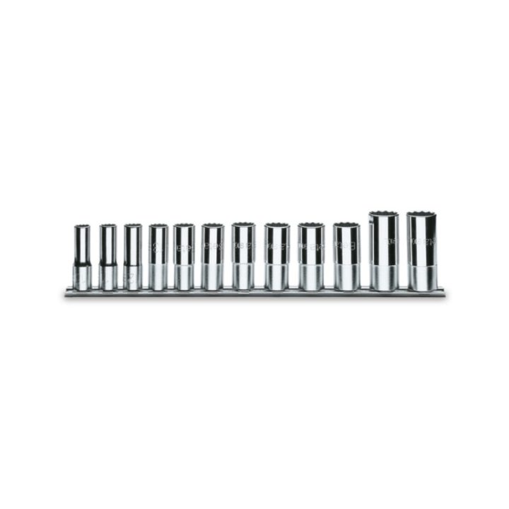 Set di chiavi a bussola a mano lunghe bocca poligonale (art. 910AS/L) su supporto Beta 910ASL/SB12