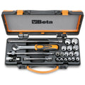 Beta 910B/C16 Assortimento di 16 chiavi a bussola a mano poligonali e 5 accessori in cassetta di lamiera 009100937