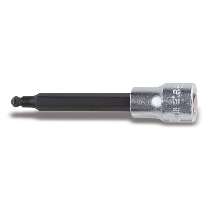 Beta 910BP 6L Chiavi a bussola a mano maschio esagonale con estremità sferica con quadro femmina da 3/8" cromate - inserti bruni