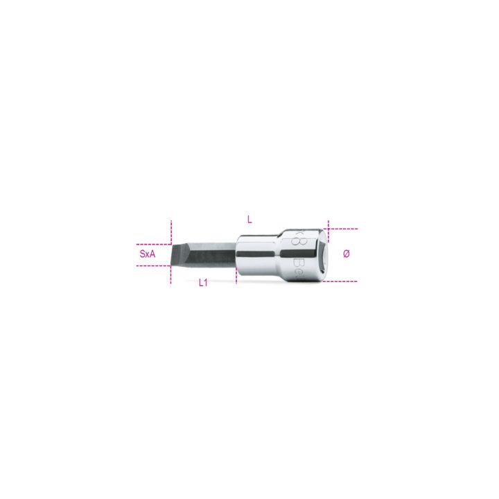 Beta 910LP 1,2X8 Chiavi a bussola a mano a giravite per viti con intaglio con attacco quadro 3/8" cromate - inserti bruniti 0091