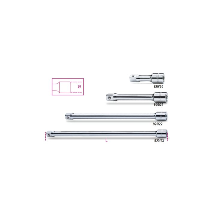 Beta 920/20 Prolunghe a mano con attacchi quadri maschio e femmina 1/2" cromate 009200818