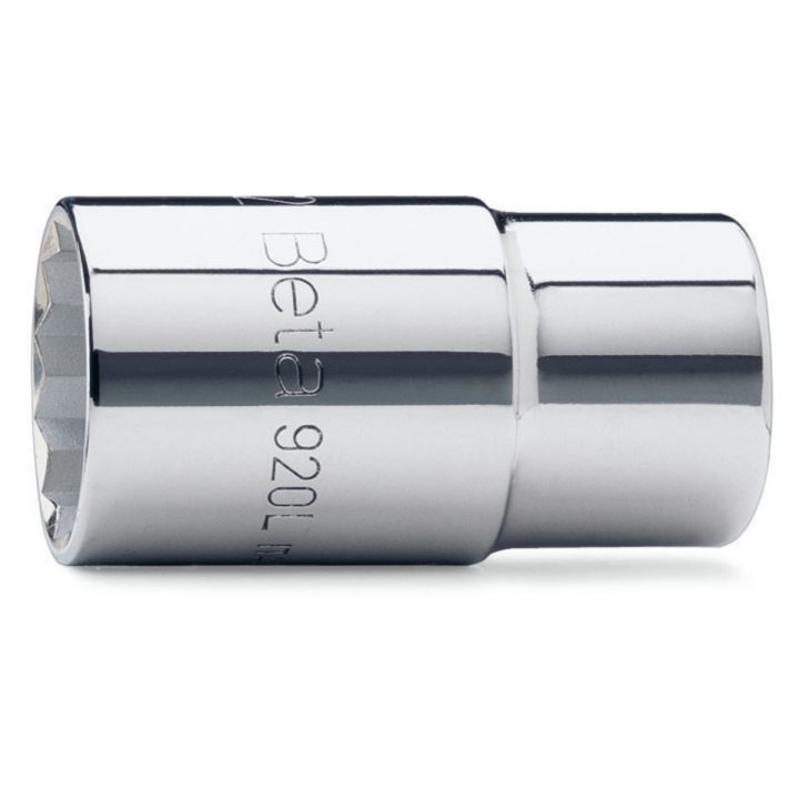 Beta 920BL 12 Chiavi a bussola a mano con attacco quadro femmina 1/2", tipo lungo bocca poligonale, cromate 009200312