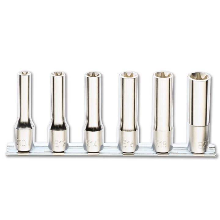 Set di 6 chiavi a bussola manuali lunghe per viti con testa a profilo Torx® (art. 920FTX/L) su supporto 009200 Beta 920FTX-LSB6