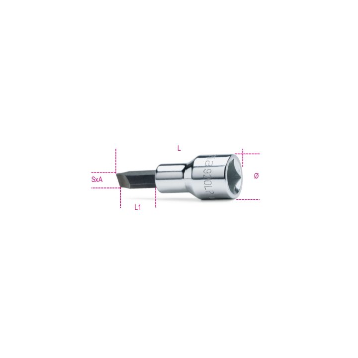 Beta 920LP 1,2X8 Chiavi a bussola a mano a giravite per viti con intaglio con attacco quadro 1/2" cromate - inserti bruniti 0092