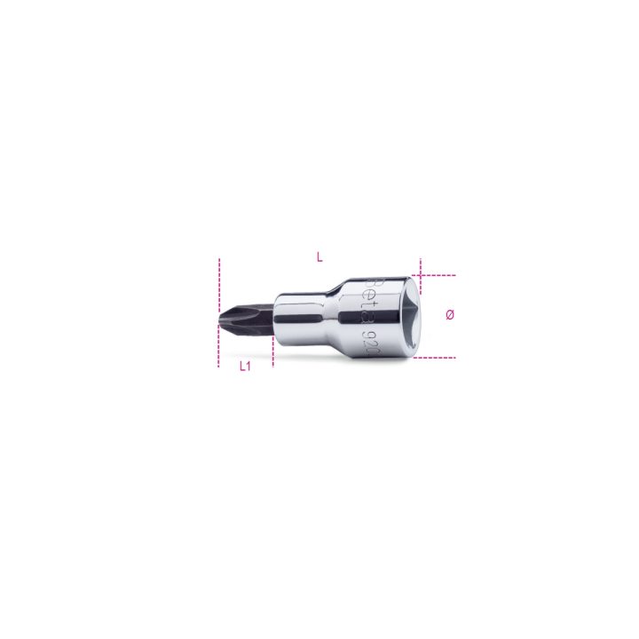 Beta 920PH 3 Chiavi a bussola a mano a giravite per viti con impronta a croce Philips® con attacco quadro 1/2" cromate - inserti