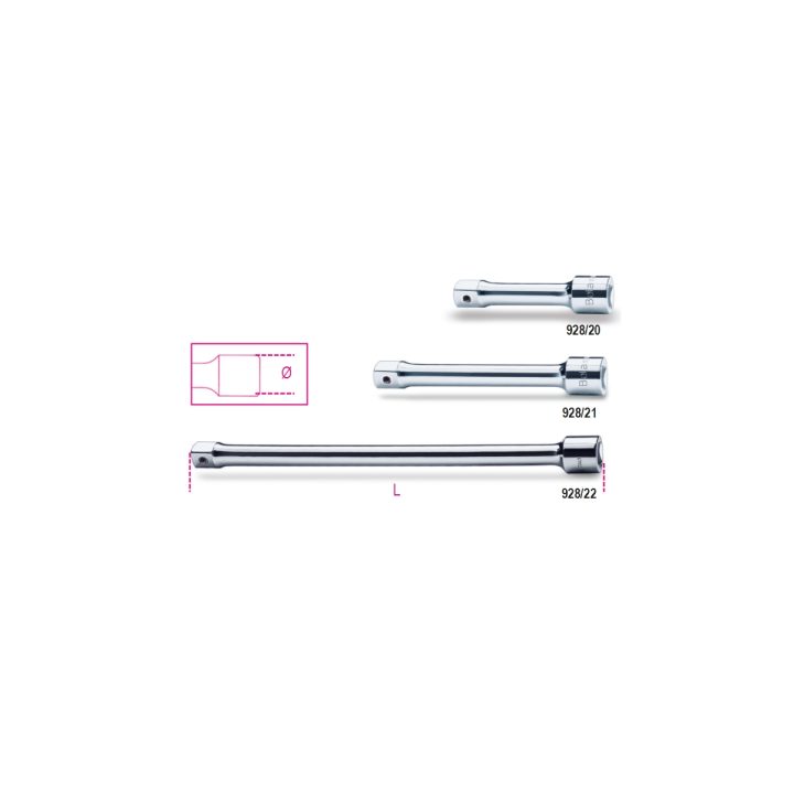 Beta 928/21 Prolunghe a mano con attacchi quadri maschio e femmina 3/4" cromate 009280815