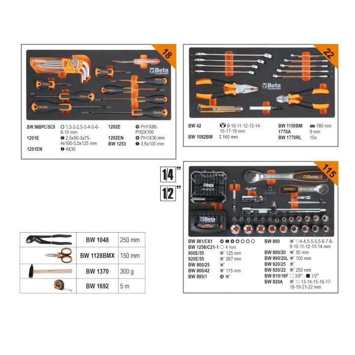 BETA UTENSILI Beta BW 2200E/N Cassettiera portatile con assortimento di 159 utensili in vassoio morbido in EVA 022006211 - immagine 2