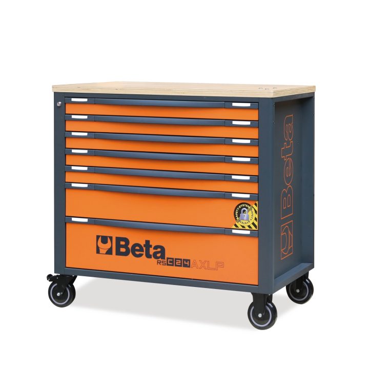 Beta RSC24AXLP/7-R Cassettiera mobile 7 cassetti con piano di lavoro in legno e sistema antiribaltamento, modello lungo 02400457
