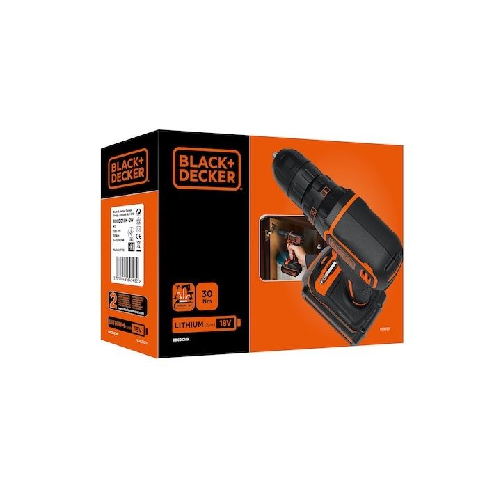 BLACK+DECKER Black & Decker BDCDC18-QW trapano 650 RPM nero arancione - immagine 5