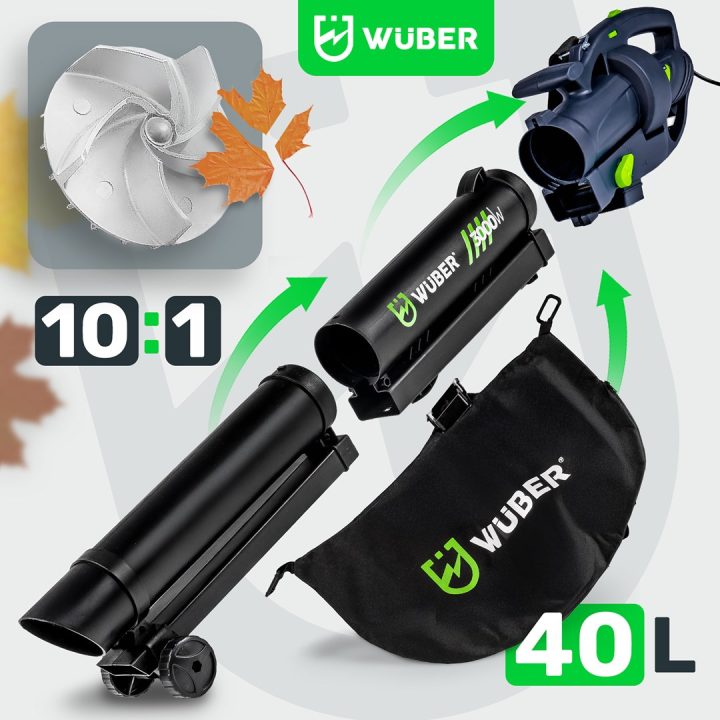 WUBER Soffiatore elettrico per foglie 3000 W con trituratore 10:1 W43420 WUBER - immagine 3