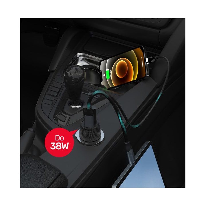 Unitek P1400A Caricabatterie auto 38W USB-A USB-C QC 3.0