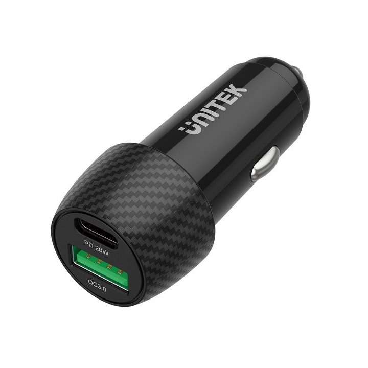 Unitek P1400A Caricabatterie auto 38W USB-A USB-C QC 3.0